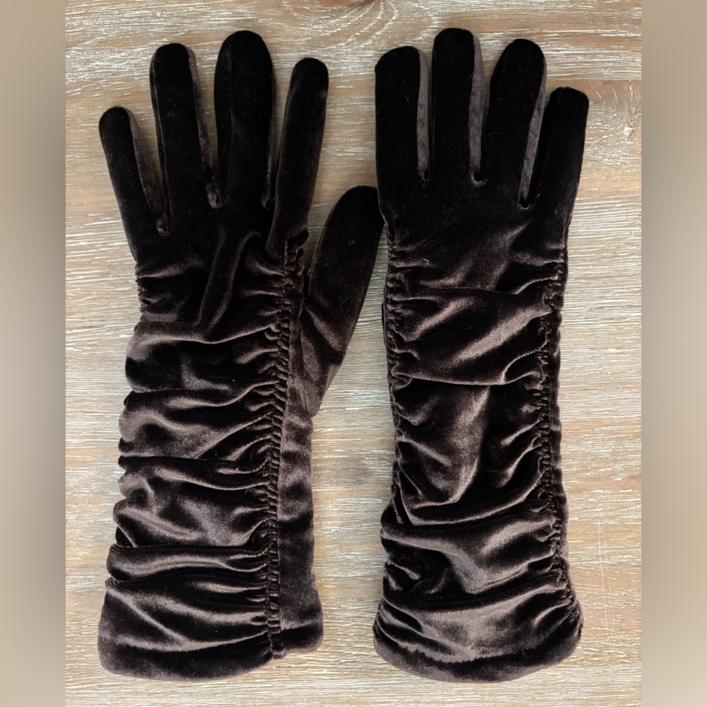 Cejon Women Chocolate Brown Velvet Lined Gloves One Size